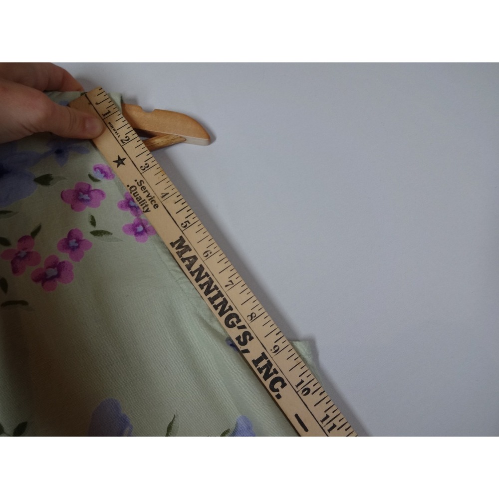 VTG 90s Linen Blend Floral Dress MP Sage Green Pockets Cottage Butter Mom Granny - Picture 5 of 7